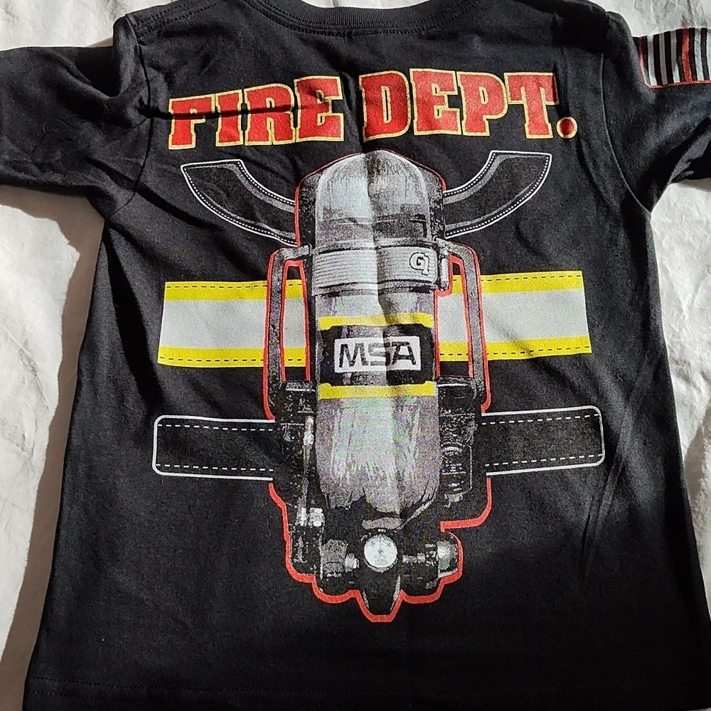 Toddler Fireman Costume Printed T Shirt Short Sleeved Size XS Halloween 4T
